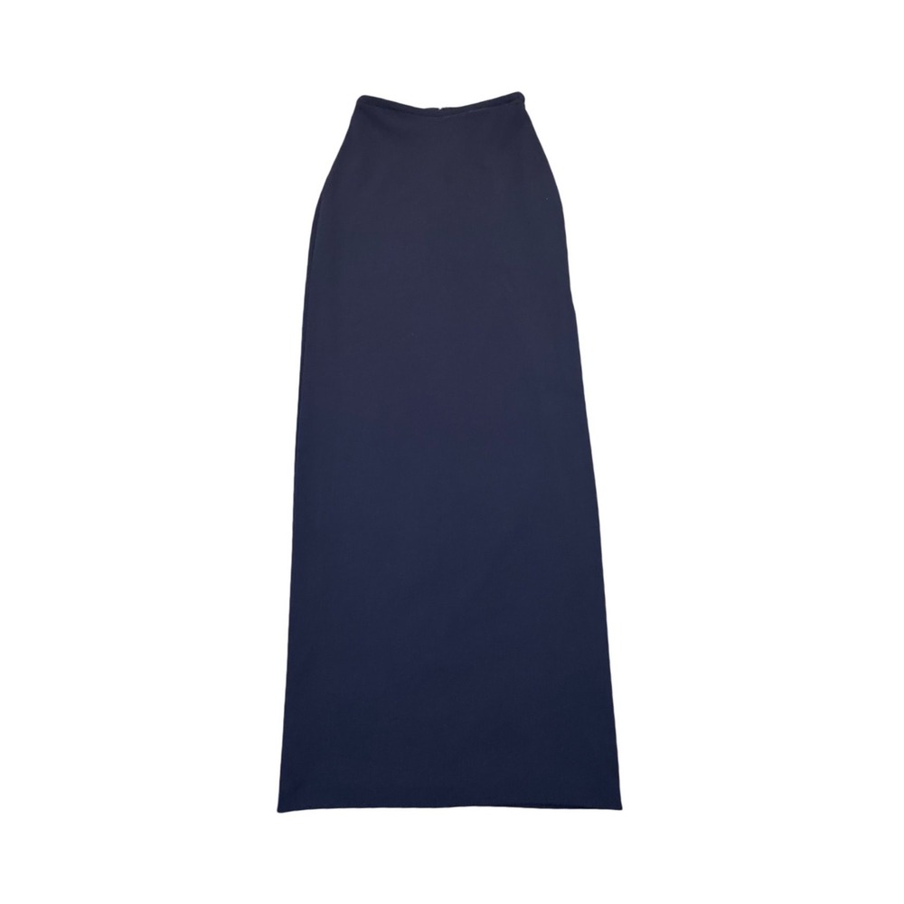 BHLDN Navy Blue Column Maxi Skirt Side Slit Formal Wedding Guest Size 4 -Flaw